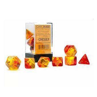 Chessex Gemini Luminary Red Yellow Gold Dice Set 7 pieces Premium RPG Gaming