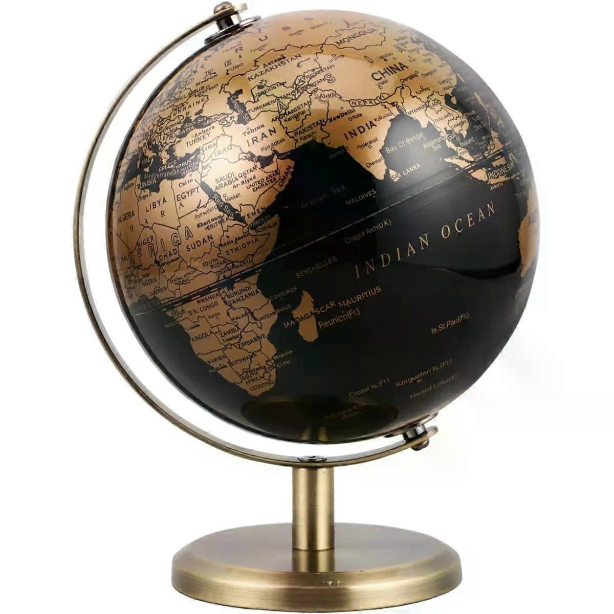 Globe Desk Decor: Small World Globe with Antique Bronze Stand