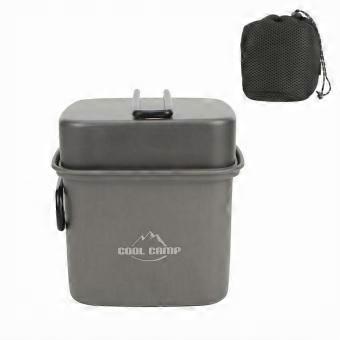 2 Pieces Square Camping Pot Lightweight Nesting Cookware Set Easy to Clean