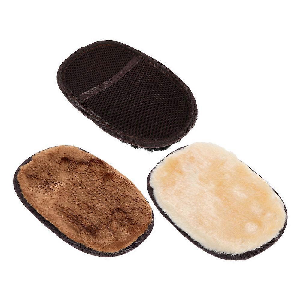 Faux Wool Mesh Shoe Polishing Gloves 3Pack