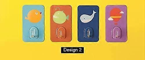 4 Pack Cute Waterproof Adhesive Sticky Hooks, Decorative Wall Hooks