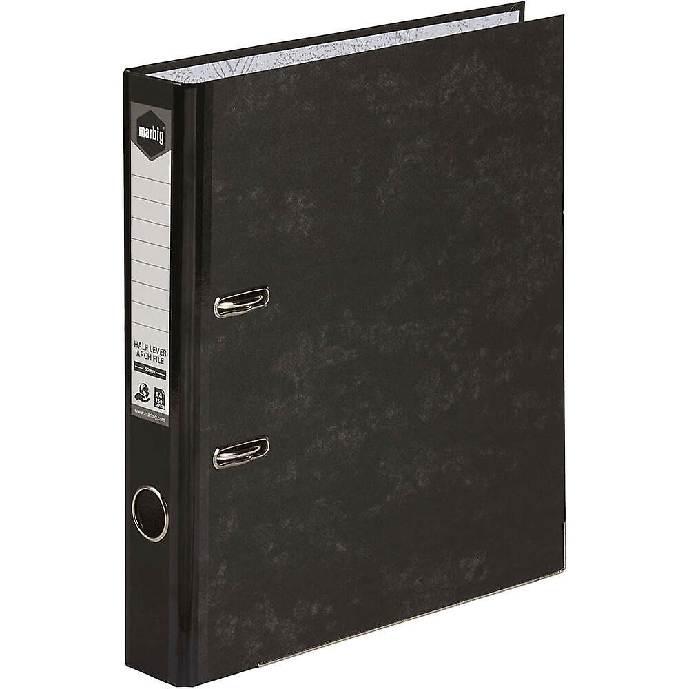 Marbig Reinforced Spine Half Lever Arch File Locking Mechanism 50mm A4 Black