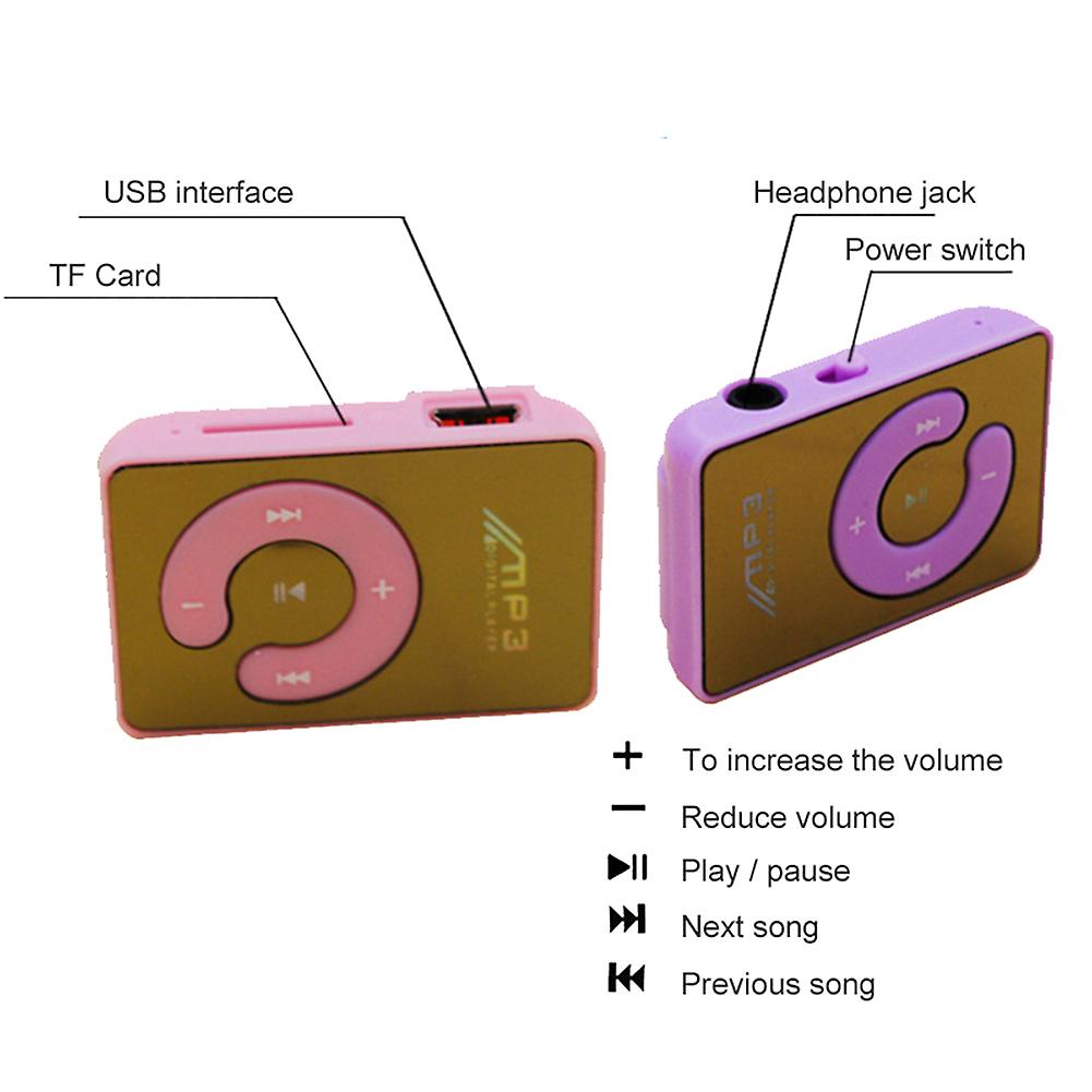6 Colors Clamps MP3 Player Mini MP3 Player Supporting 8GB TF Card with