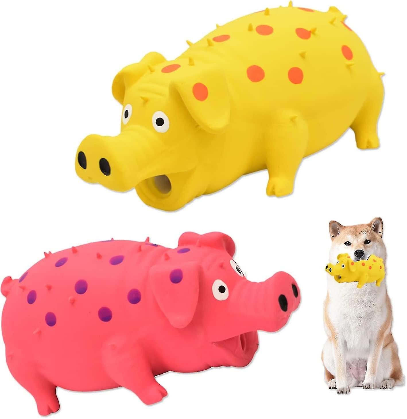 2pcs Pig Squeaky Dog Toy, Interactive Rubber Pig Dog Chew Toy, For Small Medium Large Dogs