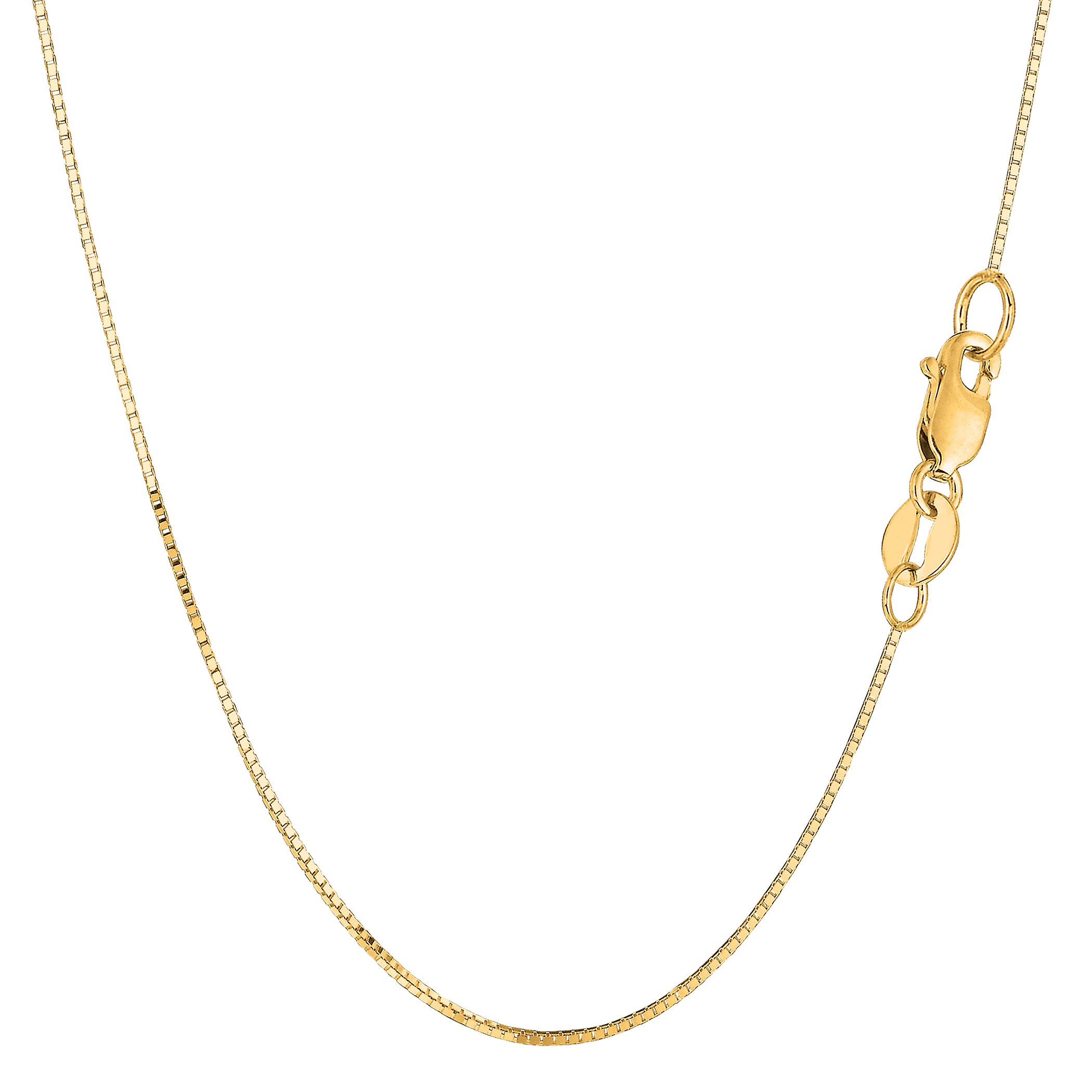 14k Yellow Solid Gold Mirror Box Chain Necklace, 0.7mm
