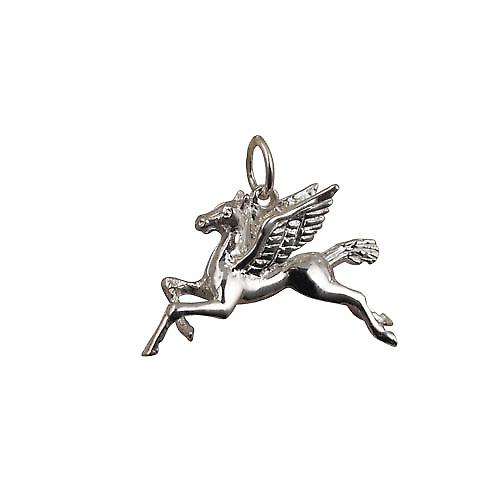 Silver 29x27mm solid Pegasus in Flight Pendant or Charm