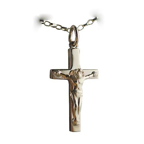 9ct Gold 25x15mm solid block Crucifix Cross with belcher Chain 20 inches