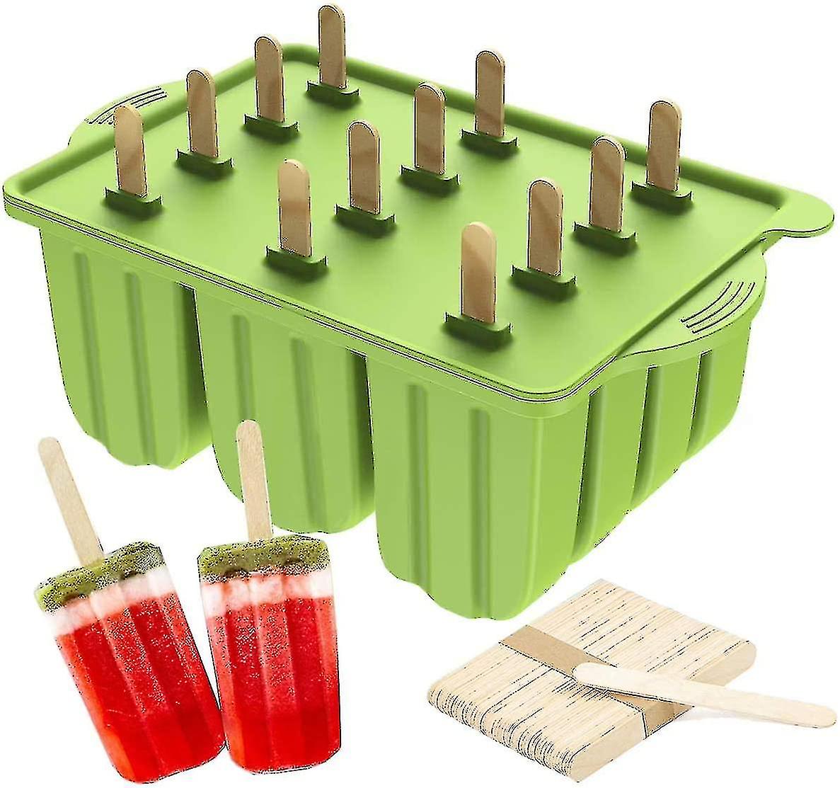 Reusable Bpa Free Silicone Popsicle Molds With 50 Wooden Sticks (green)