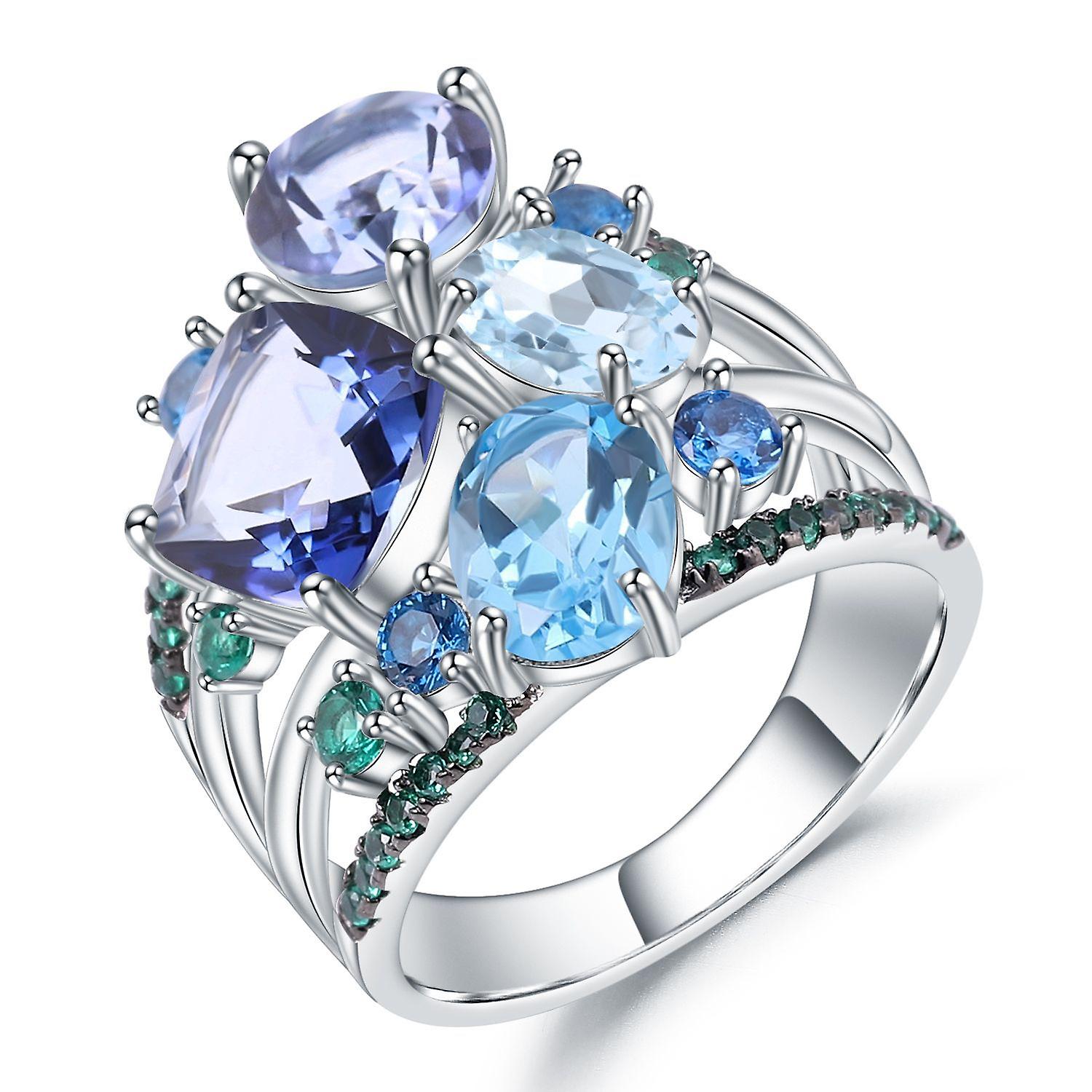 S925 Silver Natural Gemstone Ring