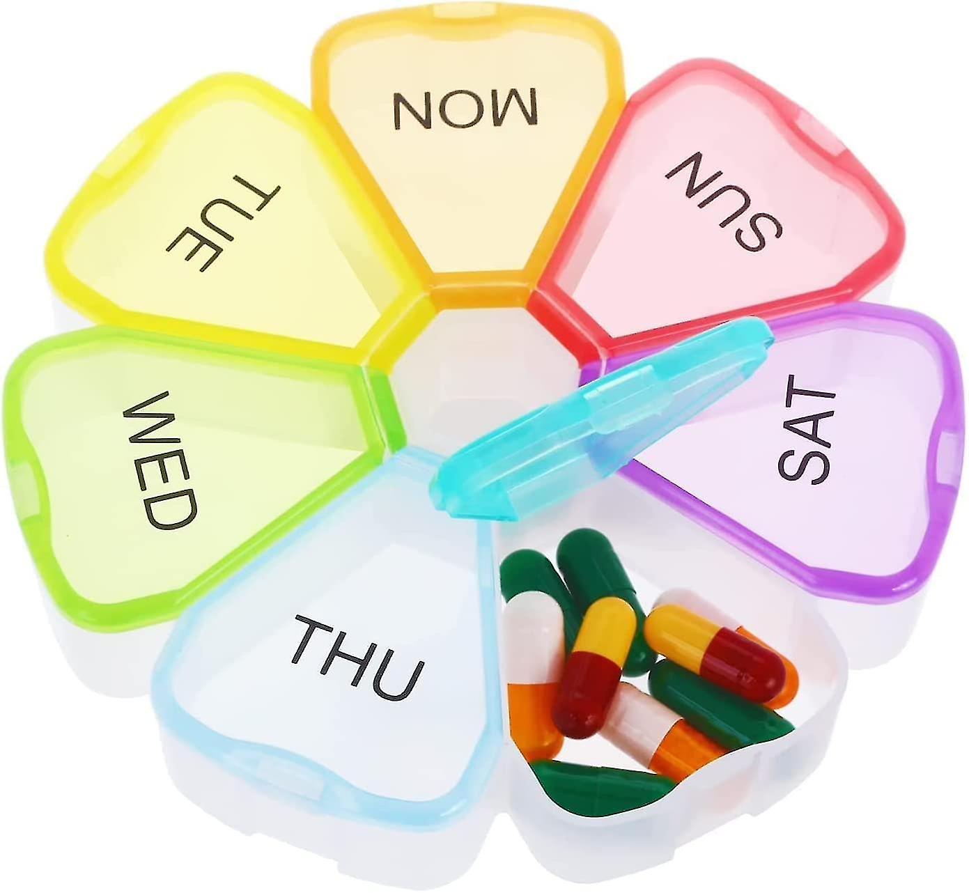 Large Weekly Pill Organizer, Compact Portable Pill Case Box 7 Day, Travel Friendly Quick Fill Medicine Organizer