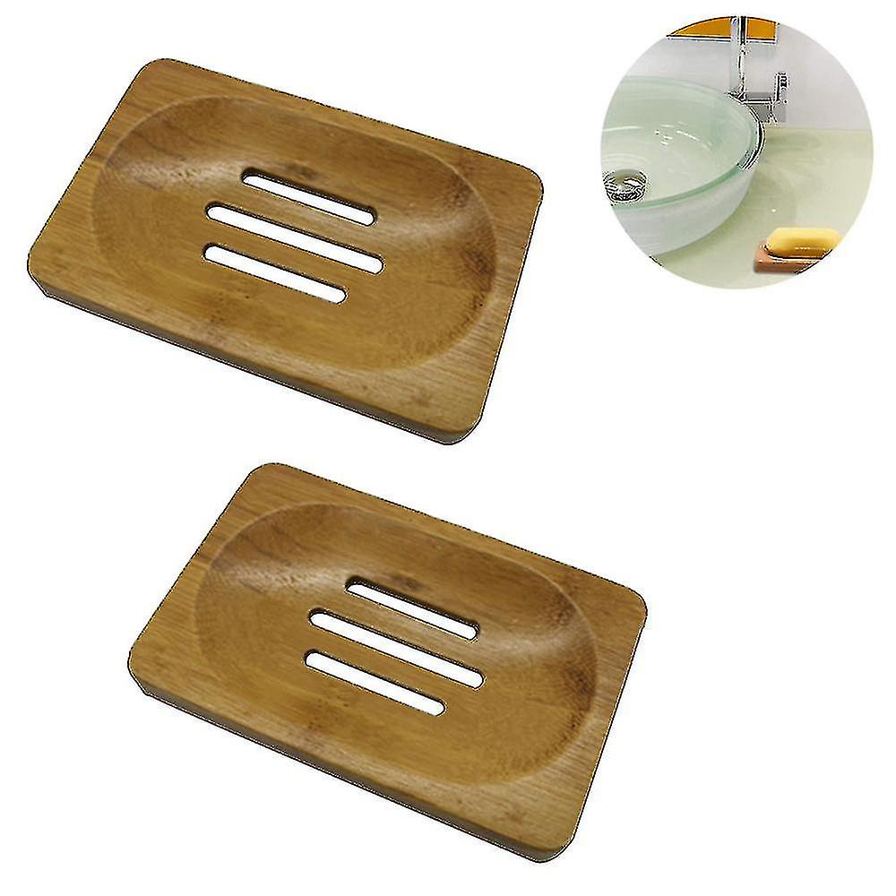 2 Pack Bamboo Wood Soap Dish-rectangle-7.9*12ccm