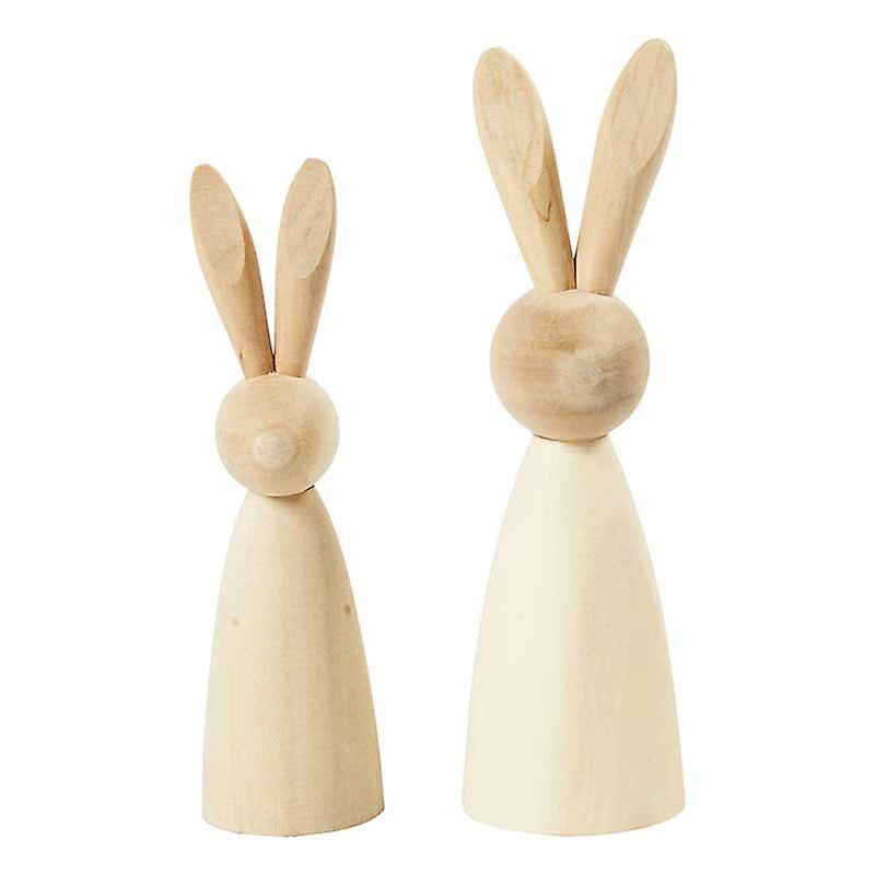 2 wooden rabbits to decorate - 12 and 14 cm