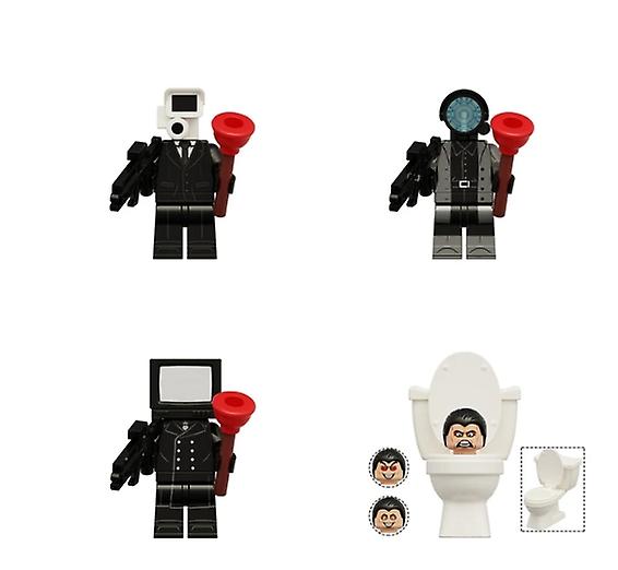 4PC مجموعة البسيطة Skibidi كتل المرحاض لعبة أنيمي لعبة عمل شخصيات بناء الطوب اللعب هدية