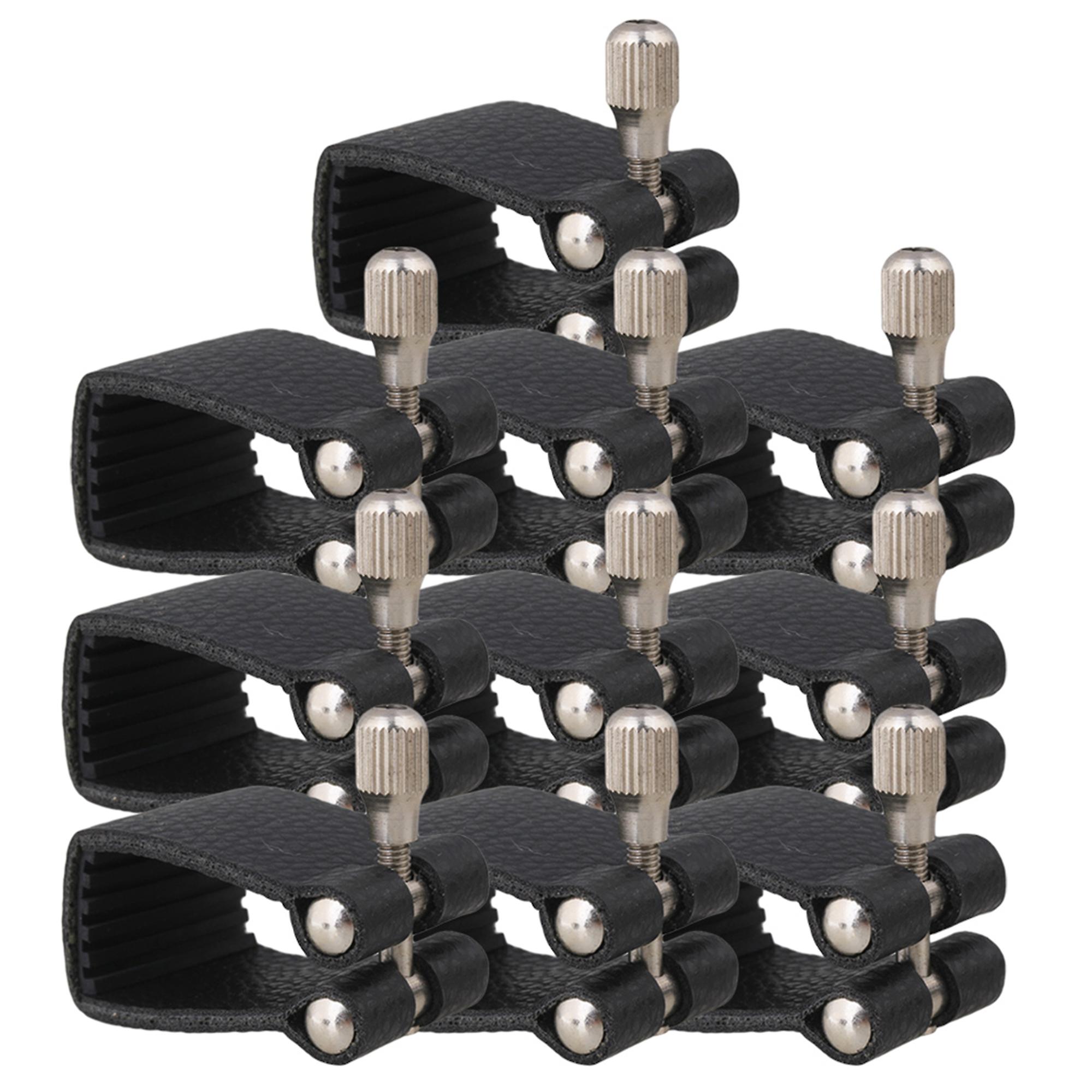 10 Pieces Black Leather Ligature Mouthpiece Fastener for Tenor Sax Saxophone