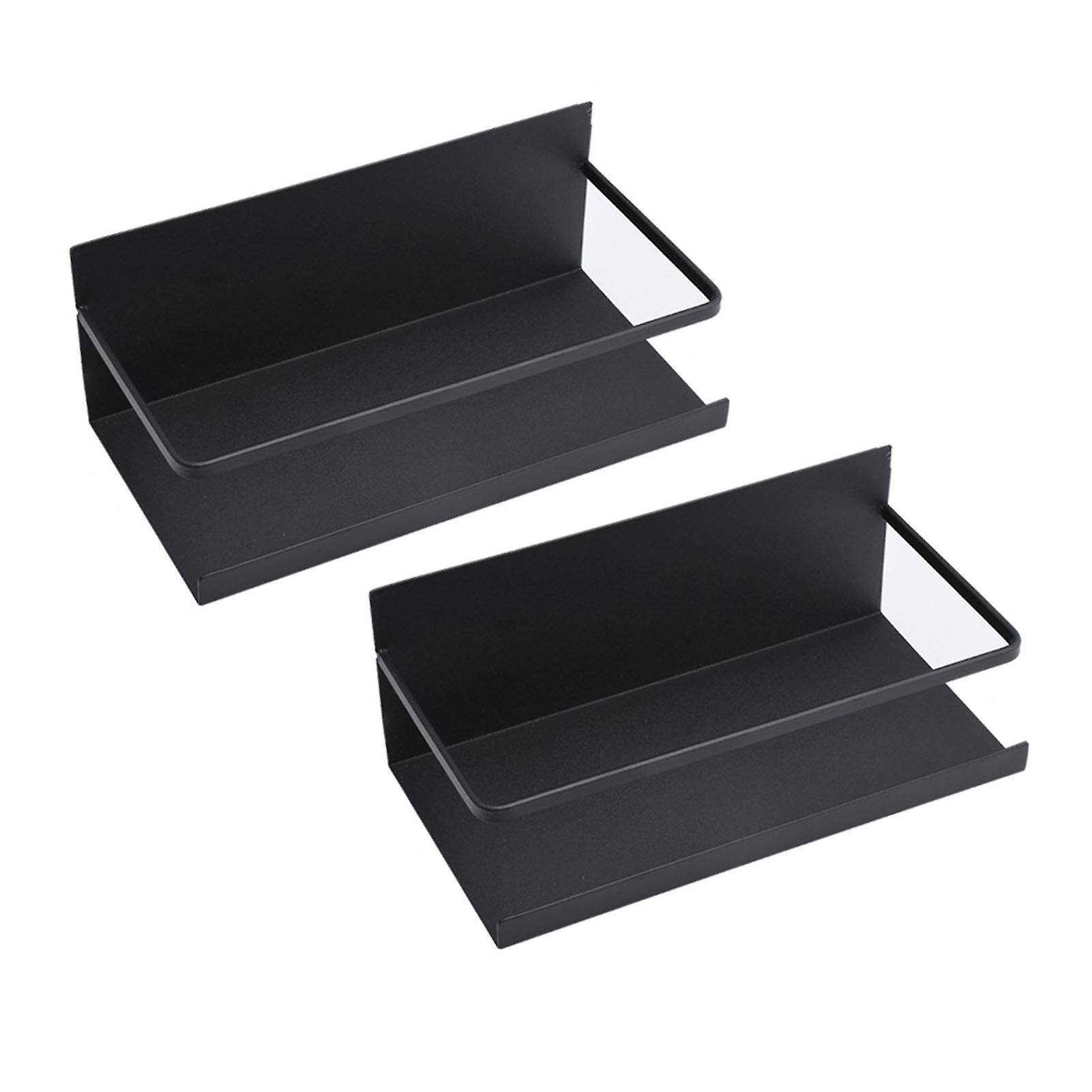 2pcs Magnetic Spice Rack Refrigerator Storage Rack Multi Function Kitchen Storage Shelves Rack Black