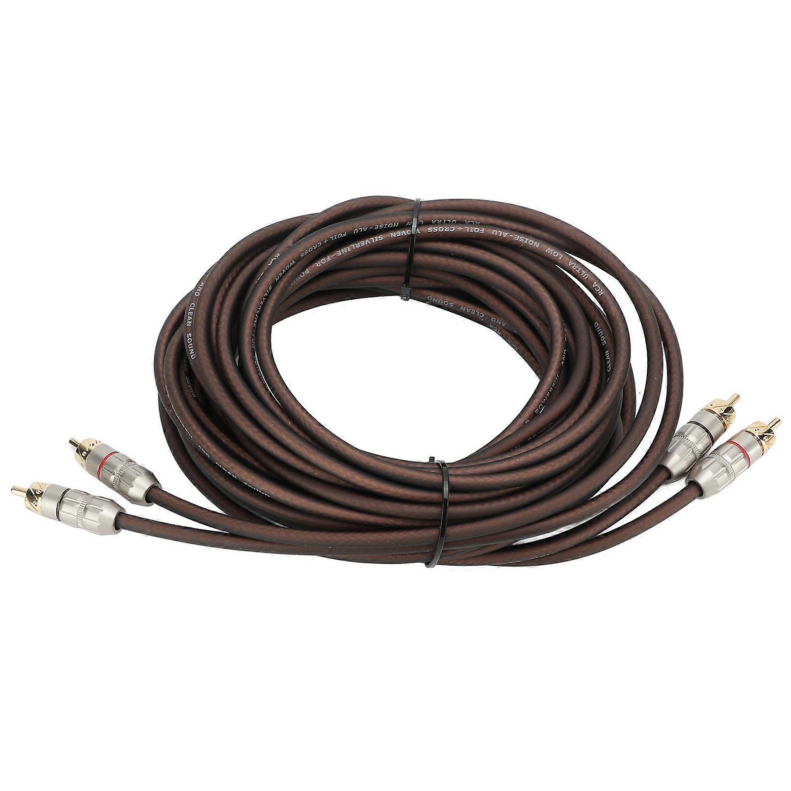 Câble RCA de voiture de 5 m, 2 mâles vers 2 mâles, cordon en cuivre et caoutchouc de silicone pour caissons de basses et système stéréo