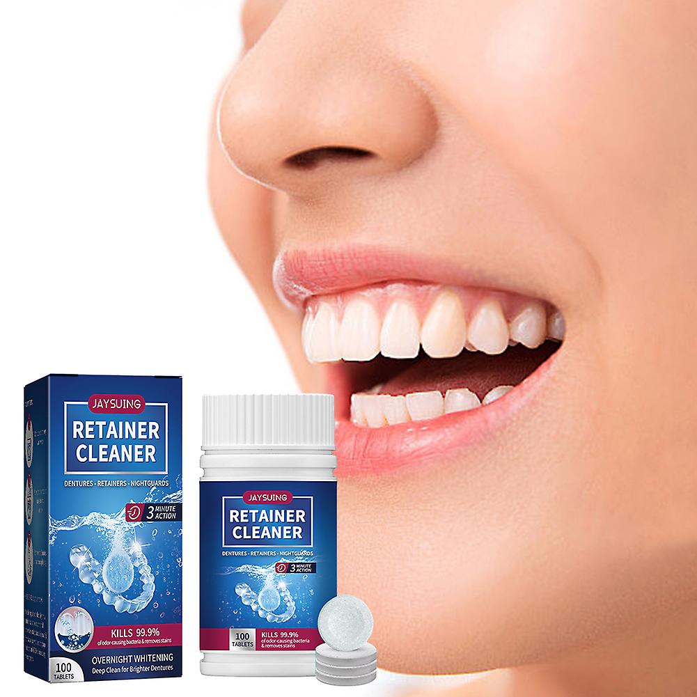 100PCS Dental-Denture Cleaning Tablets Effortlessly Cleanse Tablets for Clear Retainers