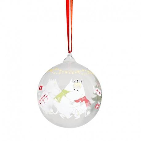 Moomin Christmas bauble in glass Happy Holidays 9 cm in diameter from Muurla