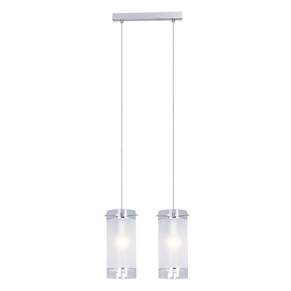 Modern Hanging Pendant Chrome 2 Light  with Matt Shade, E27