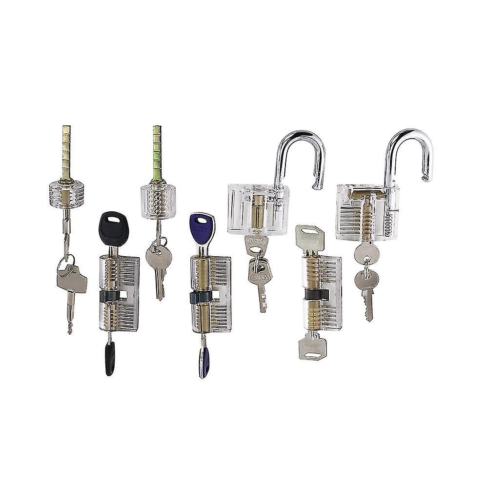 Free Shipping 7pcs Transparent Pick Lock For Locksmith Training,practice Tool Set