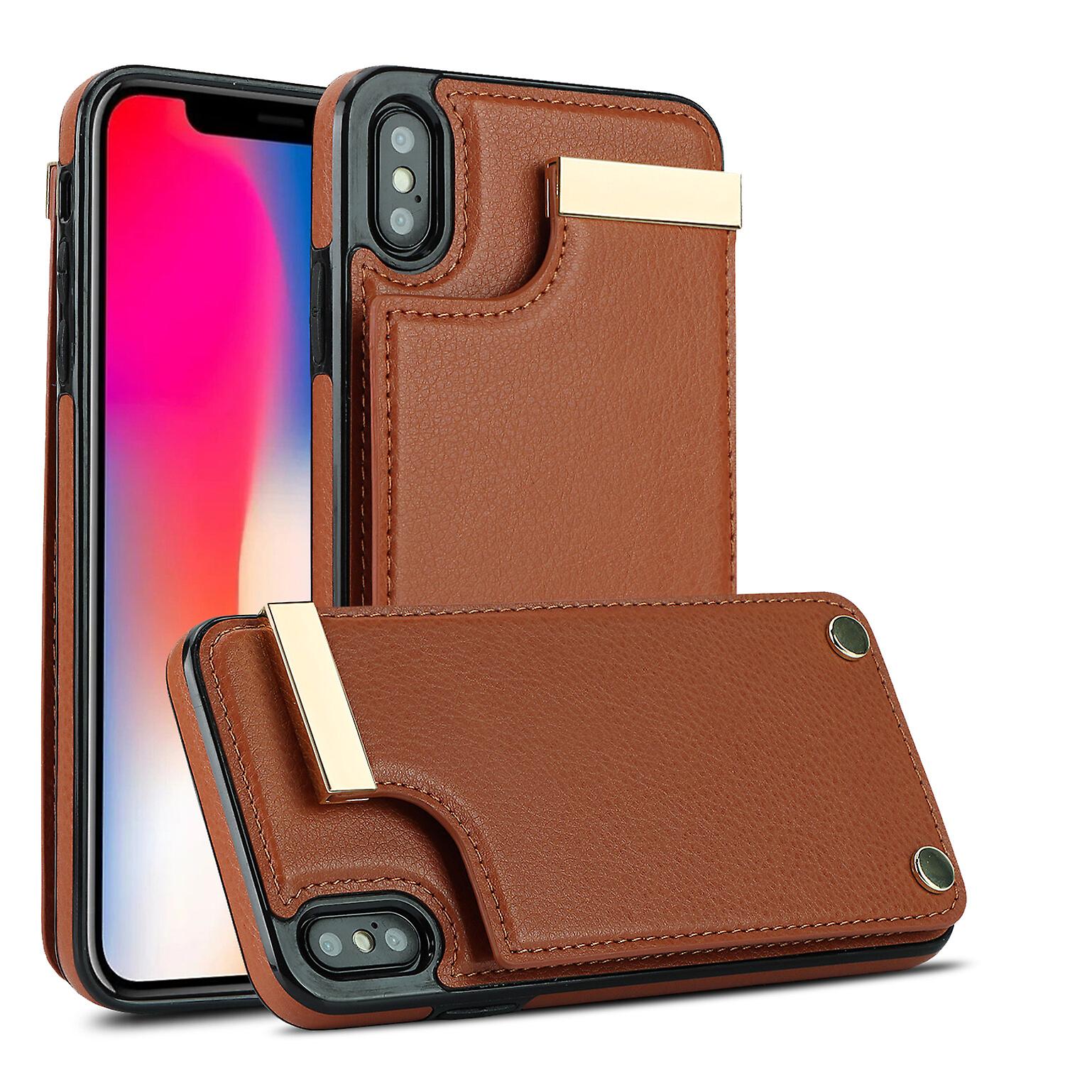 iPhone X Xs 14/13/12/11/7/8 Plus Pro Pro Max Case, Dual Layer Light weight Premium Leather Wallet Case with Card Holders