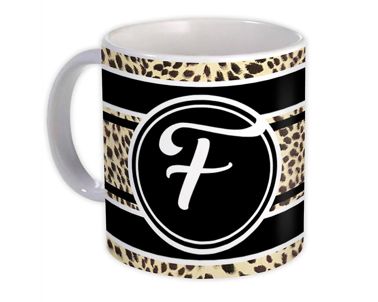 Presentmugg: Monogram Letter F Cheetah
