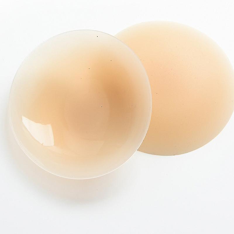 Round Nipple Patches 4 Pairs for Women, Reusable Adhesive Invisible Paste Silicone Covers, Can Also