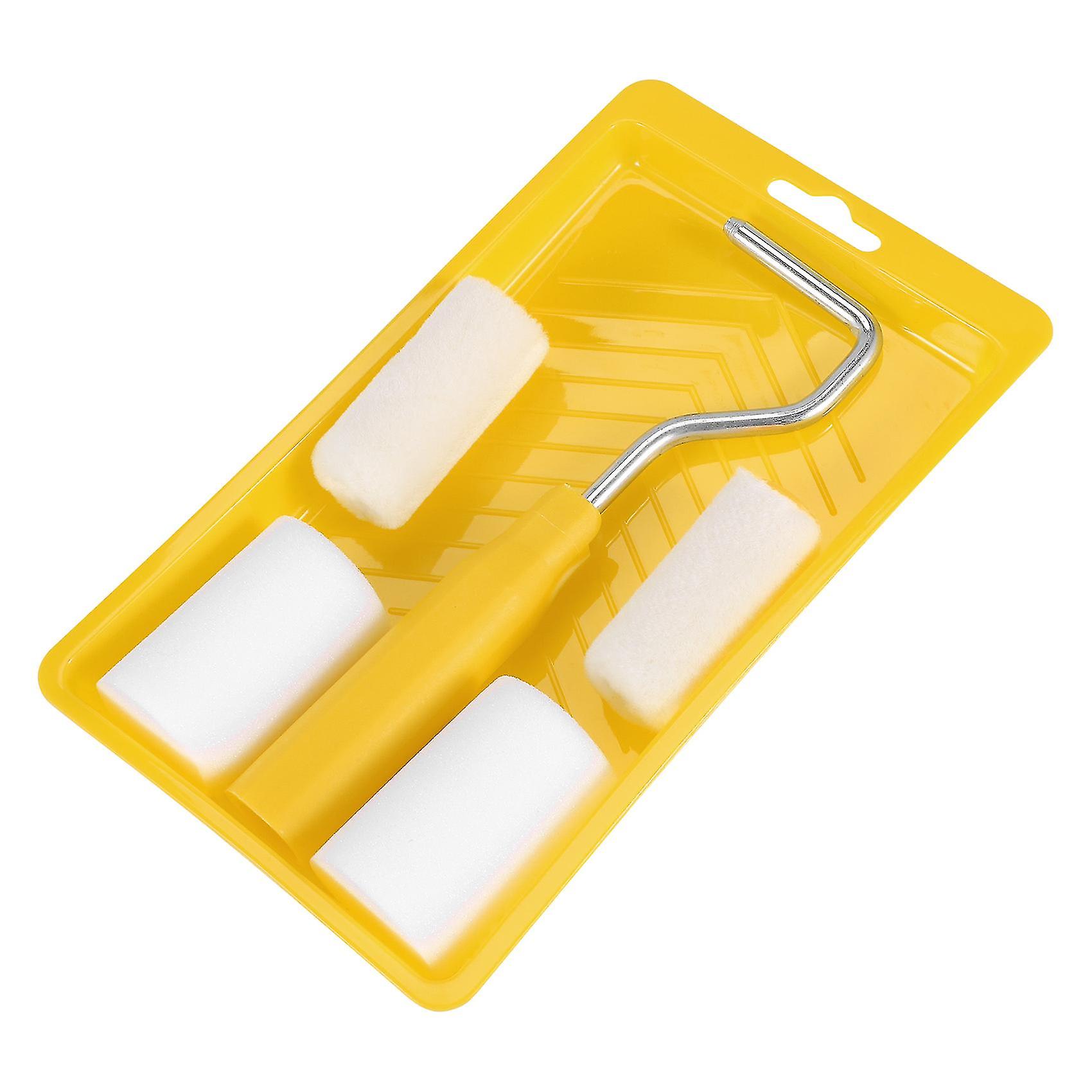 6pcs Mini Foam Paint Roller Painting Decorating Kit 2 inch Small Paint Roller Tray Set For Wall Painting Repair Brush