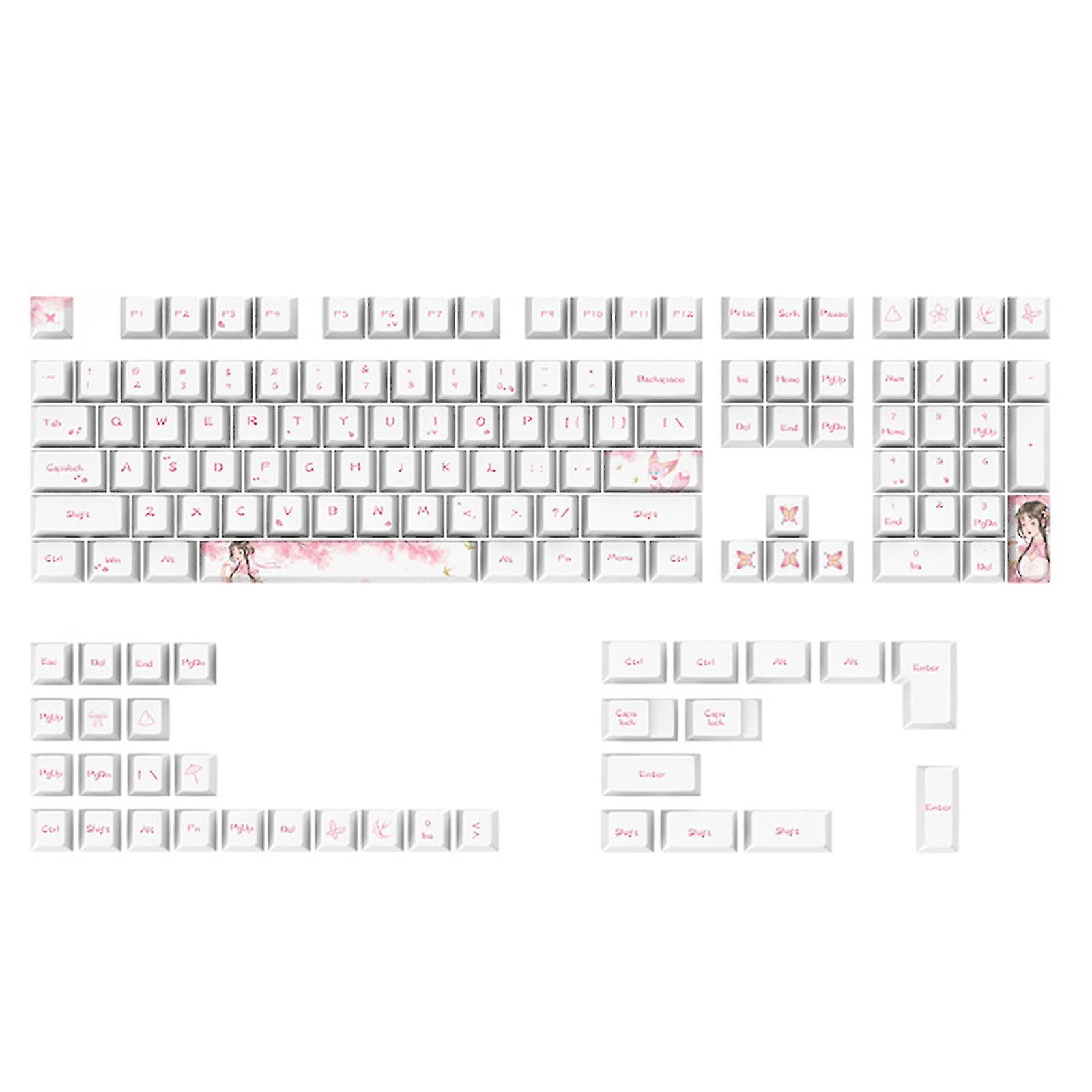 Thick Pbt Dye Sub Cherry Keycaps 130 Keys Keycap For Gk61/68/75/84/980/104/108