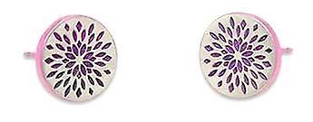 Ti2 Titanium Floral Print Stud Earrings - Pink