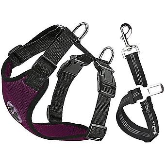 wton Dog Car Harness Plus Connector Strap, Multifunction Adjustable Vest Harness Double Breathable Mesh Fabric Car Vehicle Safety Seat Belt .(Dark Blu