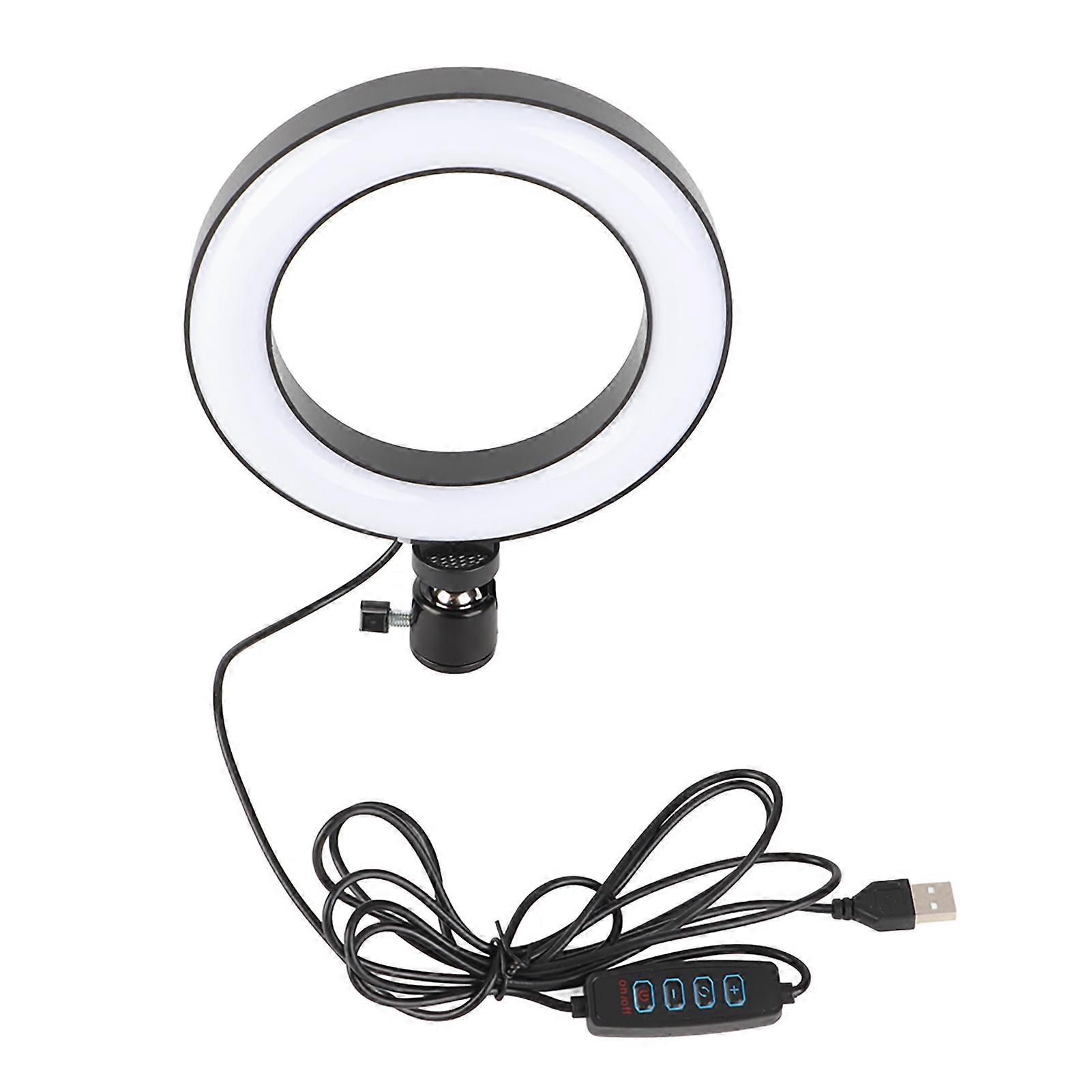 6" LED Dimmable Ring Light with Ballhead USB 3-Color Temperature