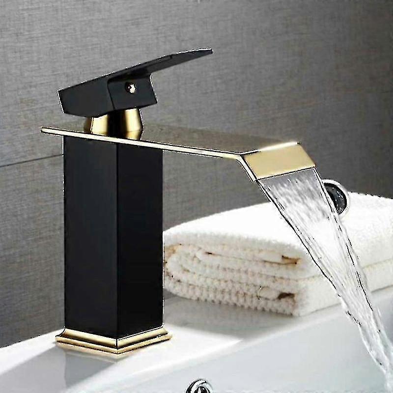 High Quality Brass Black And Gold Bathroom Mixer Tap Waterfall ...
