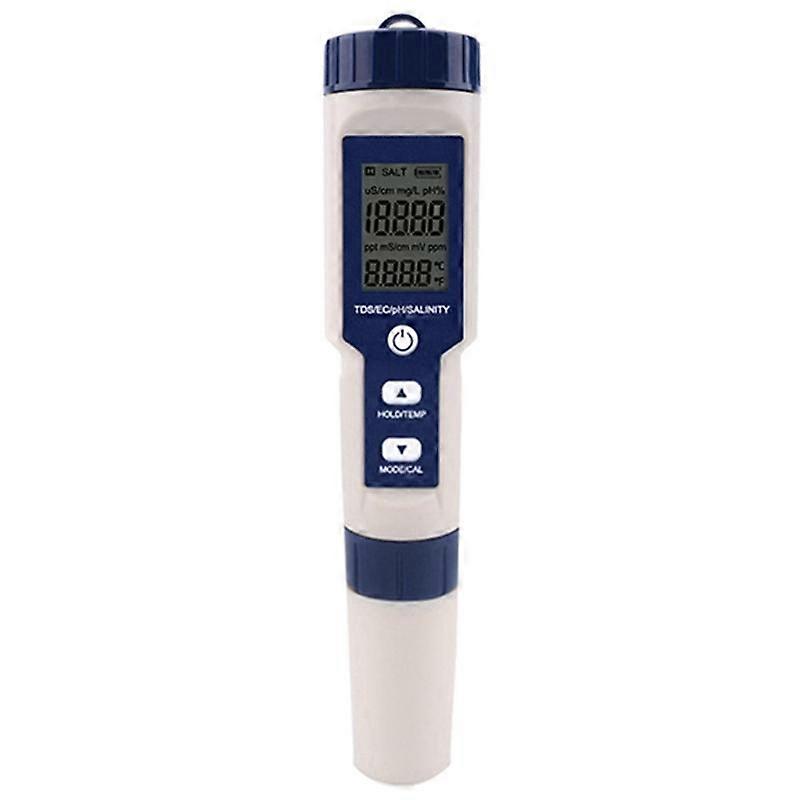 5 in 1 TDS/EC/PH/Salinity/Temperature Meter Digital Water Quality Monitor Tester for Pools, Drinkin