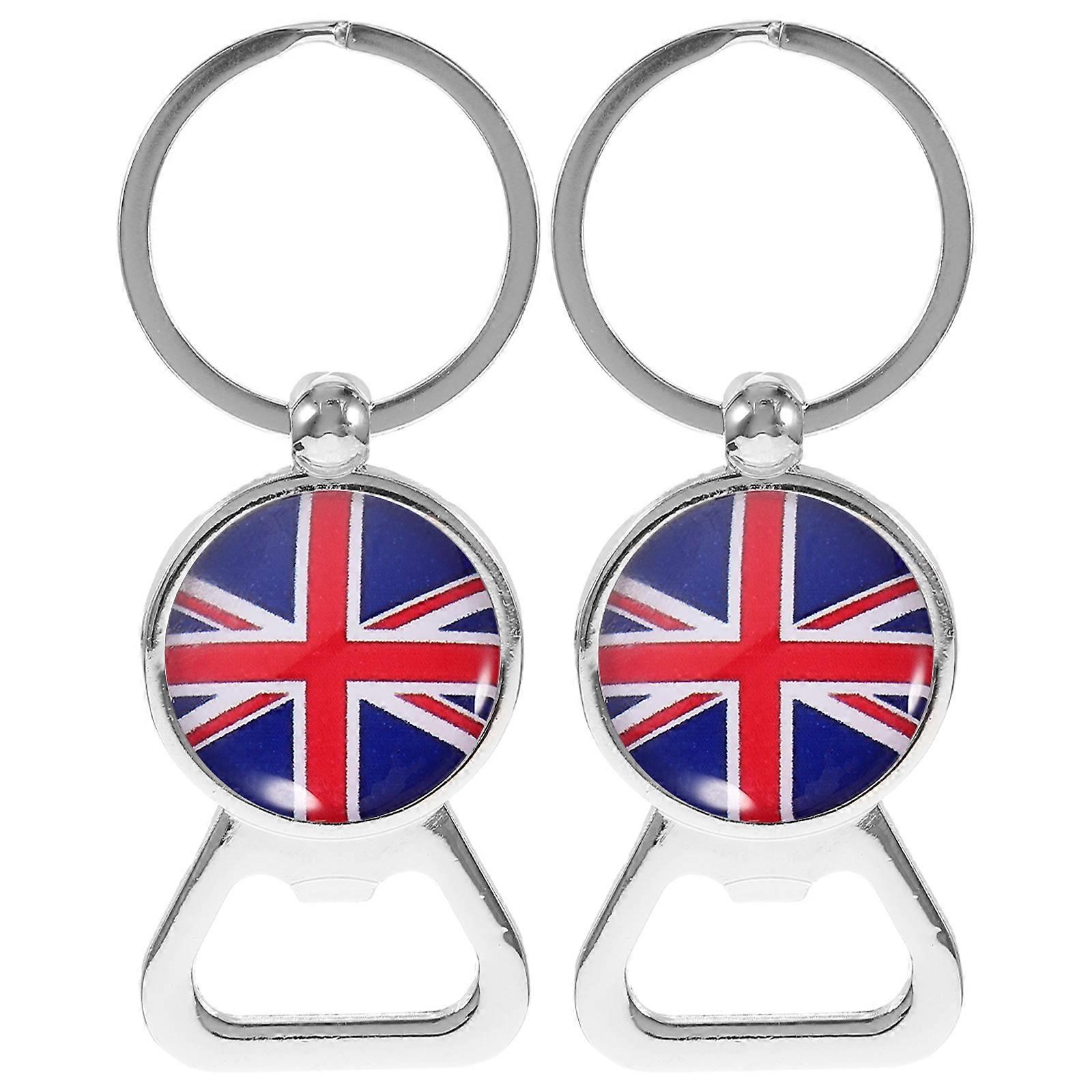 2pcs Beer Bottle Openers Manual Wine Bottle Opener Keychains Decorative National Flag Wine Bottle Openers(UK Flag)