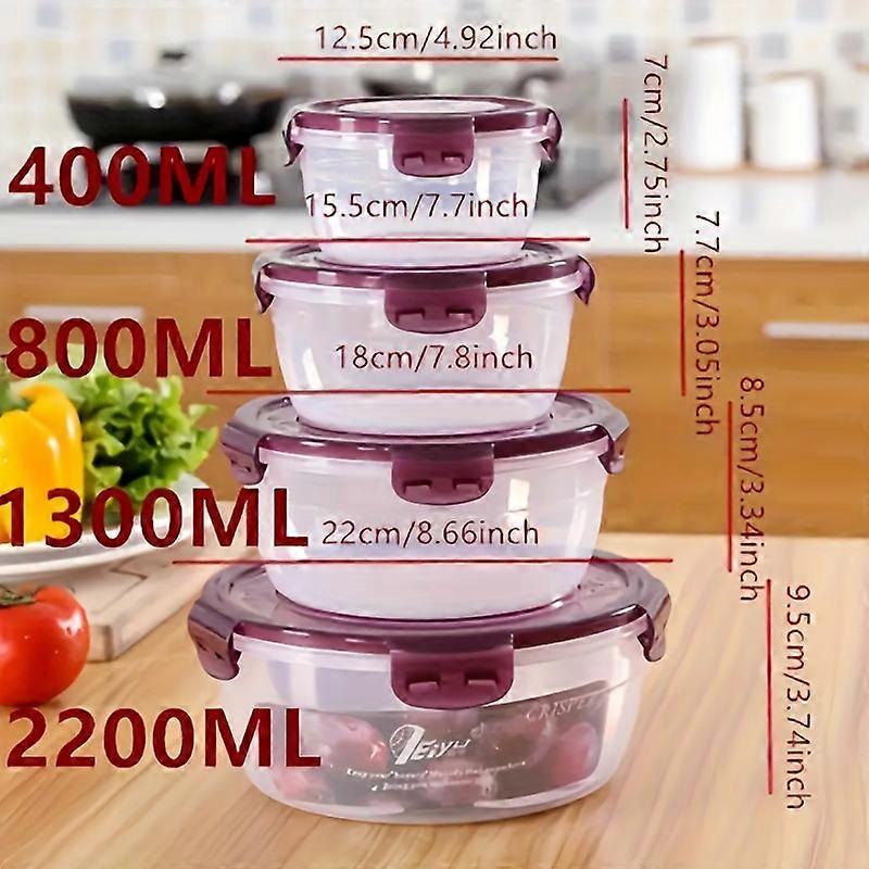 4pc Set Clear Plastic Stackable Fridge Organizers for Fruit Veggies Eggs and Snacks