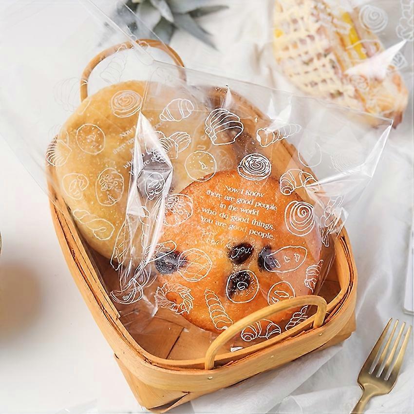 100pcs Bread Packaging Bag, Transparent Toast Bag, Bread Bag, Baking Packaging Bag, Cake Toast Plastic Bags, For Home Kitchen Bakery Picnic Party, Bak