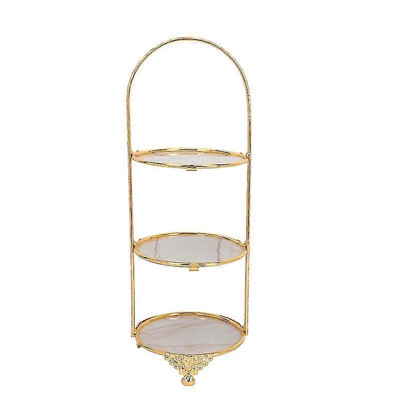 Iron-Art Cake Rack With Round Plate Three-Layers Tray Rack Wedding Dessert Rack
