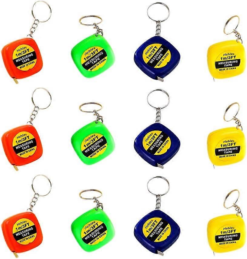 Auto retractable mini tape measure key chain with slide lock 12pcs