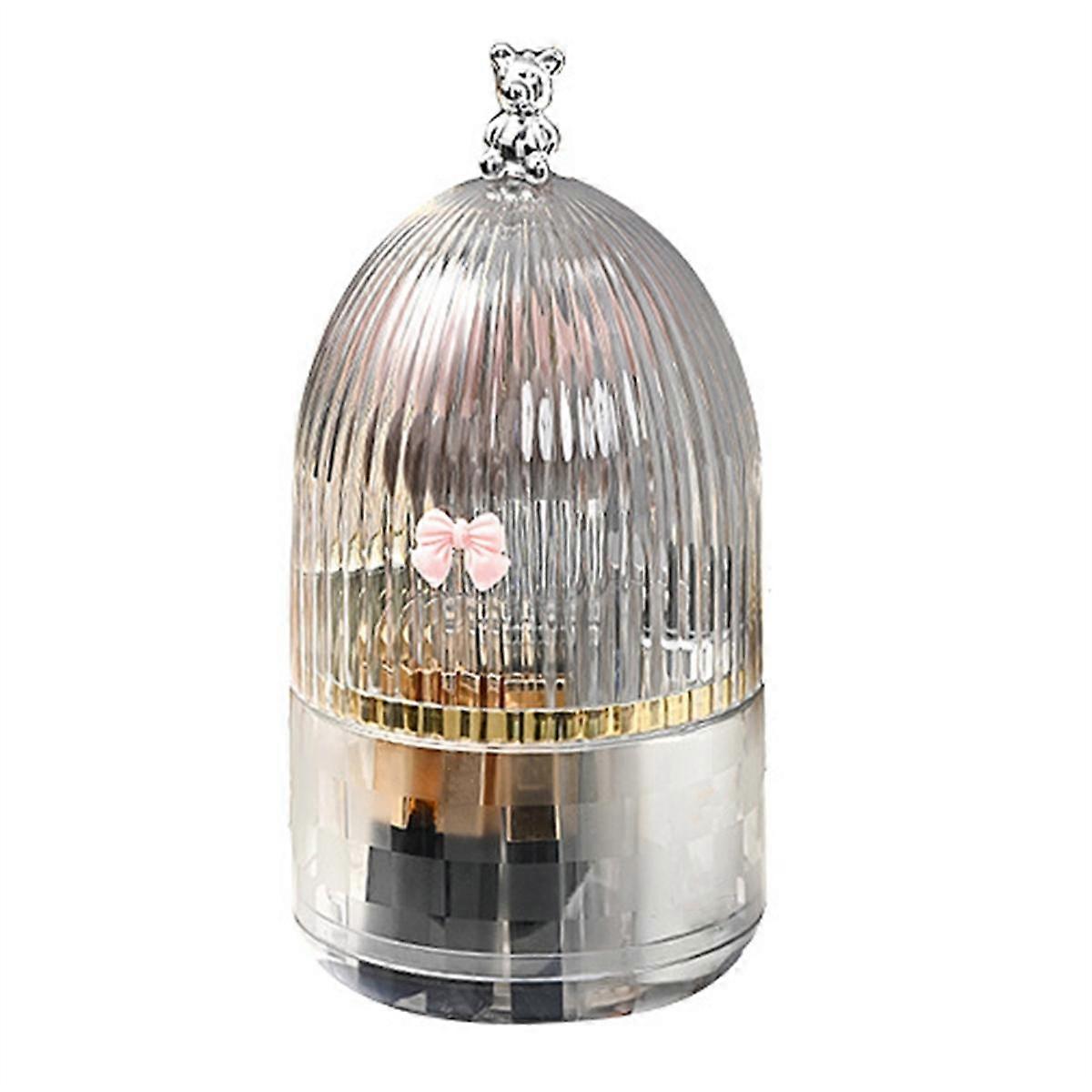 Rotating Makeup Brush Holder Organizer with Lid 360Rotating Dustproof Make Up Brush Container with