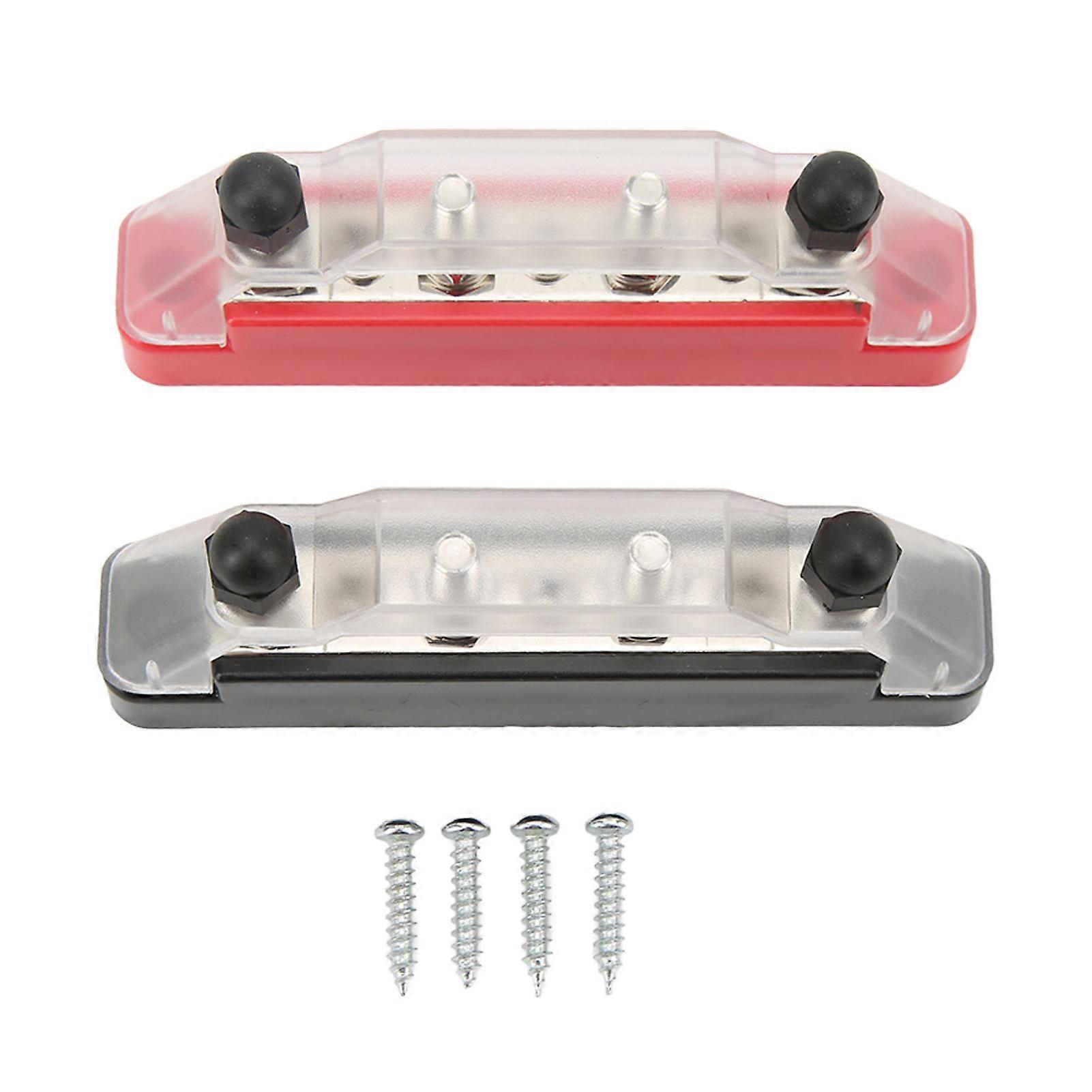 Power Distribution Block 48V 150A 7 Way Red and Black Bus Bar Junction Block with Cover for Car RV Truck Marine Boat