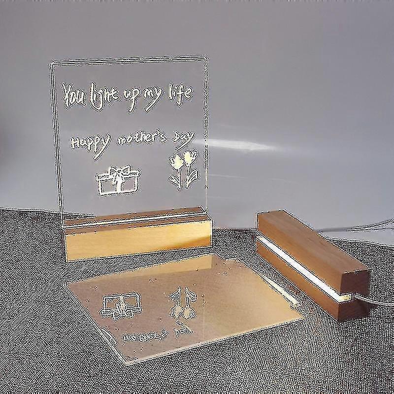 Led akryl diy melding nattlys desktop lysende notat notat bord