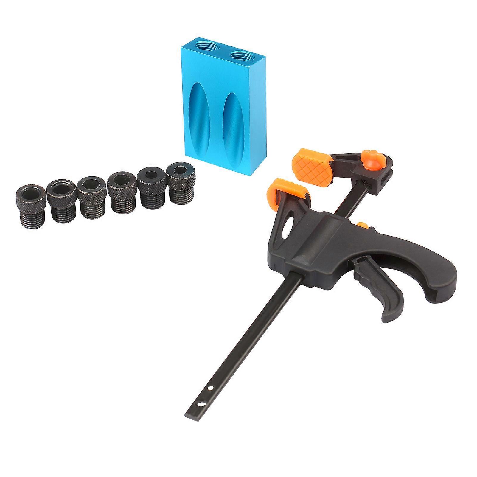 8pcs Pocket Hole Jig Kit 8mm 10mm 15 Degree Angle Drill Guide Woodwoorking Tool Inclined Hole Jig Hole Puncher Locator Jig Drill Bit Carpentry Tools