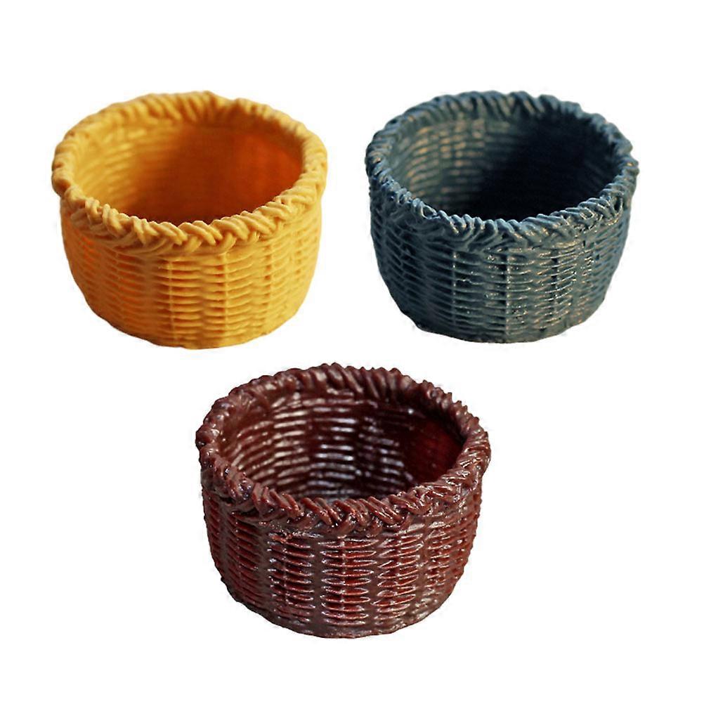 3Pcs Mini Basket Model Creative Storage Basket Ornament Mini House Accessories