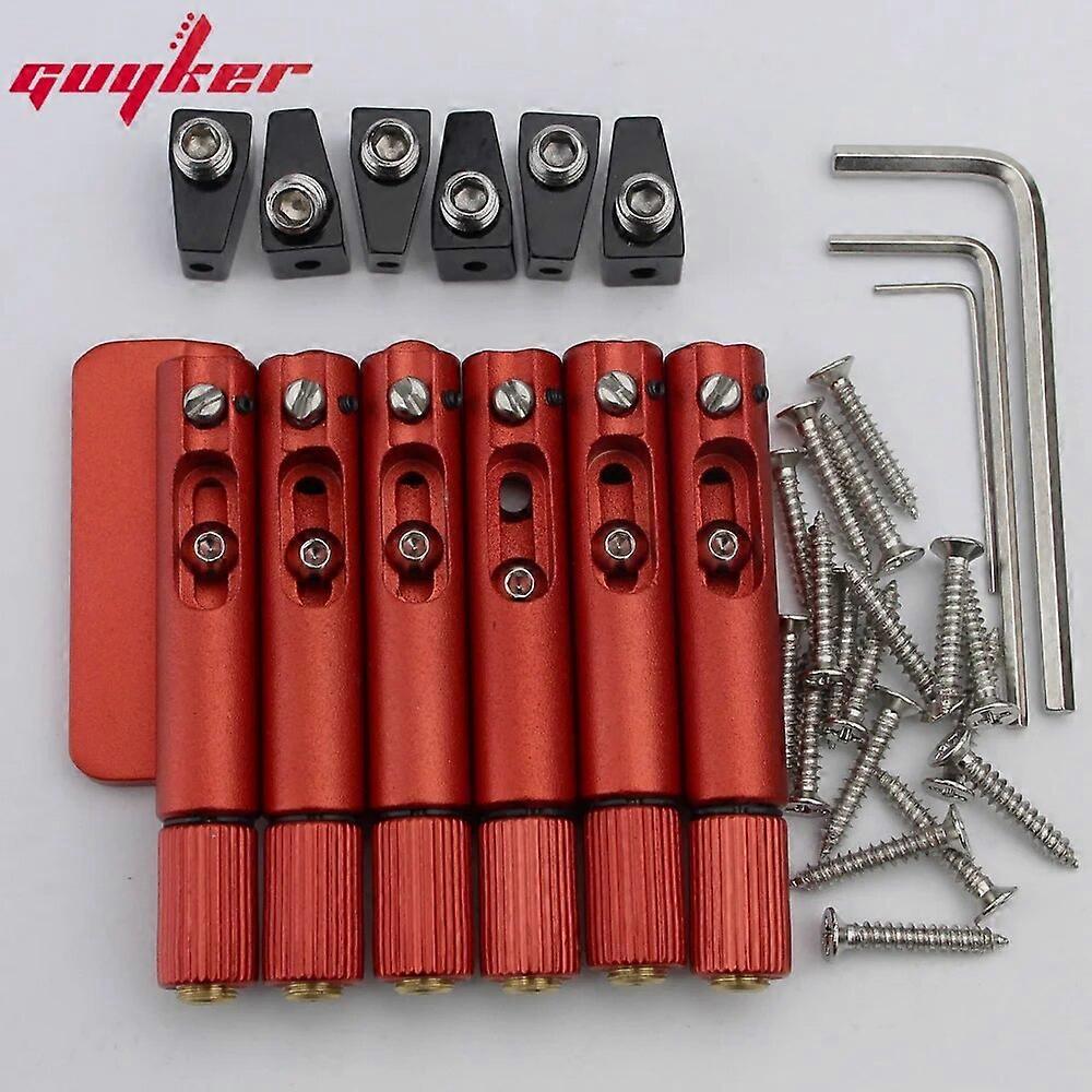 Single Fixed Brass Fan Bridges Red for 6/7/8 String Electric Guitar Bridge Headless Fanned Fret