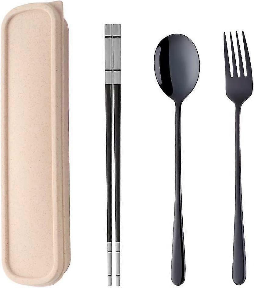 Travel Cutlery With Case Set, Portable Chopsticks Spoon Fork, Use For School Home Office Camping Outdoor