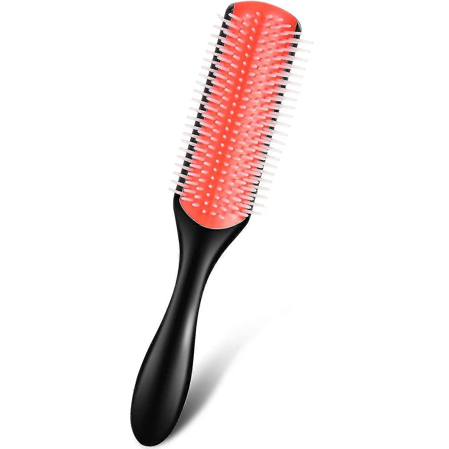 9-row Cushion Nylon Bristle Styling Brushes With Anti-static Rubber Pad Massage Hair Brush For Separating, Defining Curls