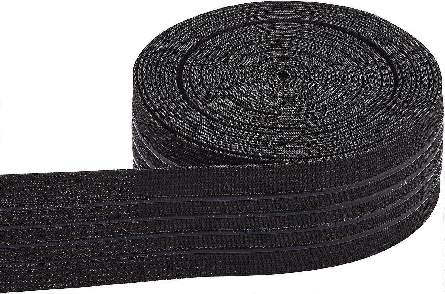 6 Yards 37mm Wide Non-Slip Elastic Band Straight Silicone Elastic Gripper Band Flat Waistband for Garment Sewing Project Black