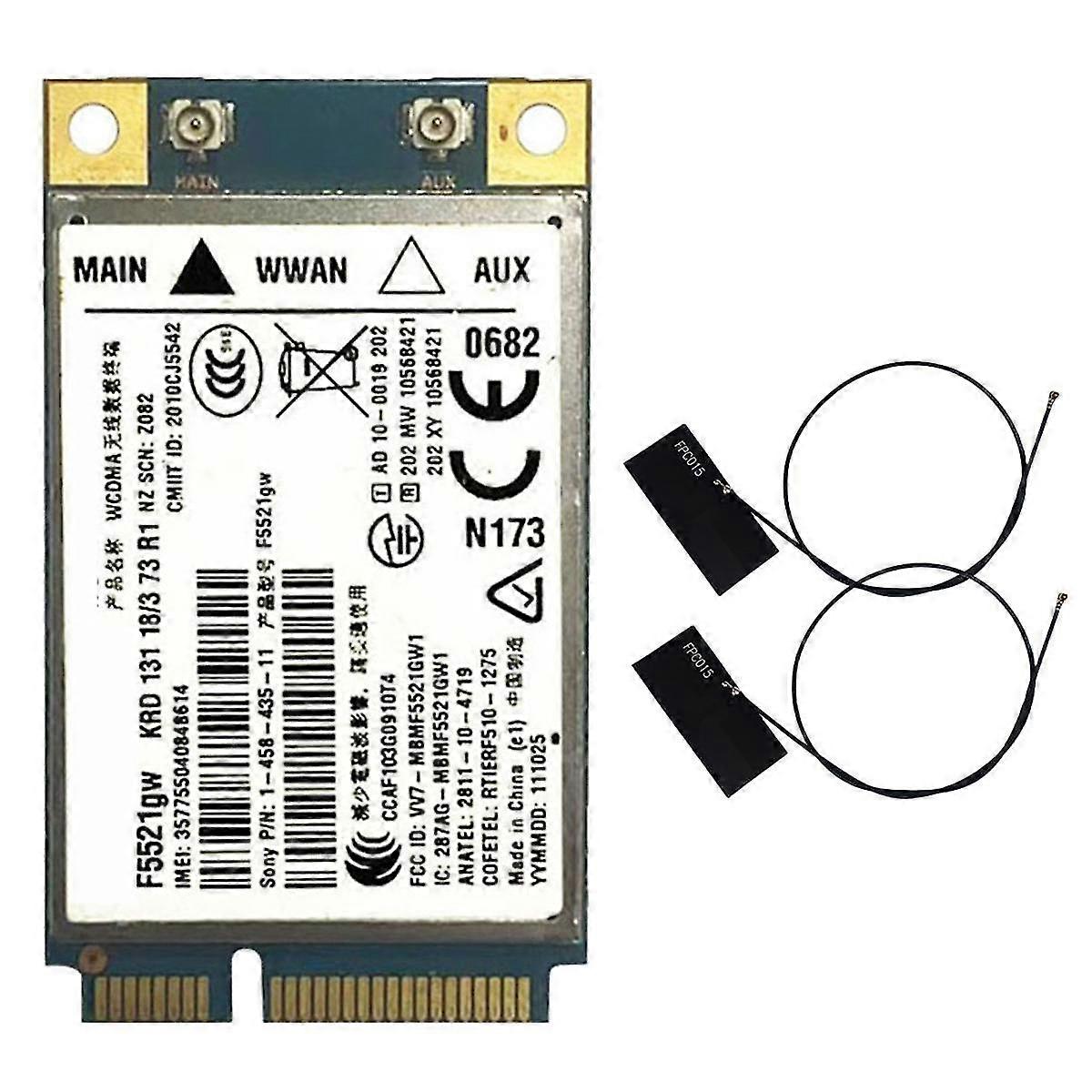 Universal F5521GW WWAN Card+2XAntenna Gobi3000 HSPA EDGE 21Mbps 3G Card WWAN WANL WCDMA