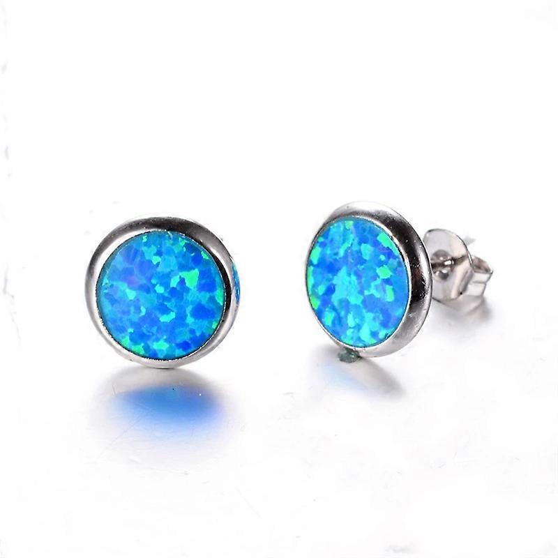 Blue Opal Stud Earrings Small